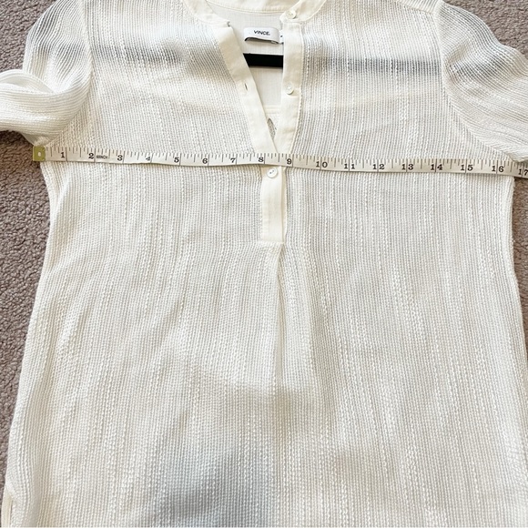 VINCE OFF WHITE RAYON/SILK SIZE 0 CREPE PULLOVER STYLE BLOUSE - Picture 8 of 8